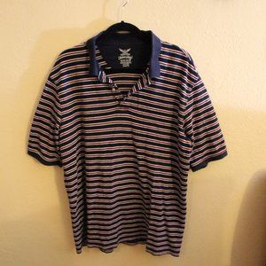 Red White Navy Striped Faded Glory Polo Size XL
